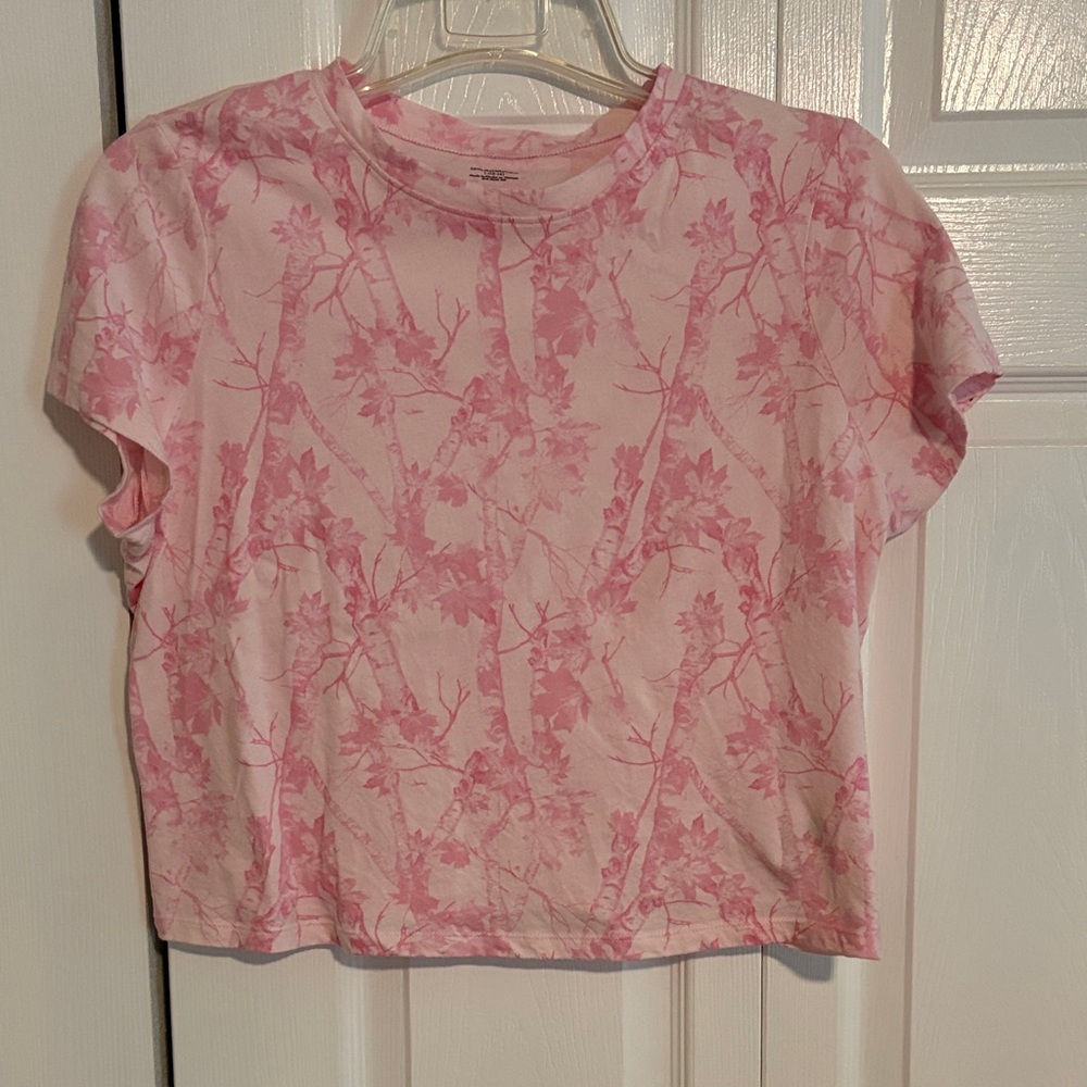 No Boundaries Pink Tie-Dye Floral Cropped Tee